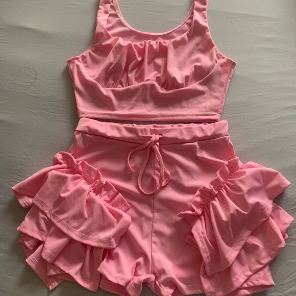 Women Sexy 2 Piece High Waist Ruffle Shorts Set - Picture 5 of 5